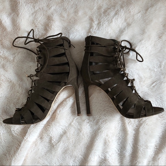 Olive ALDO lace up heels - Picture 3 of 6